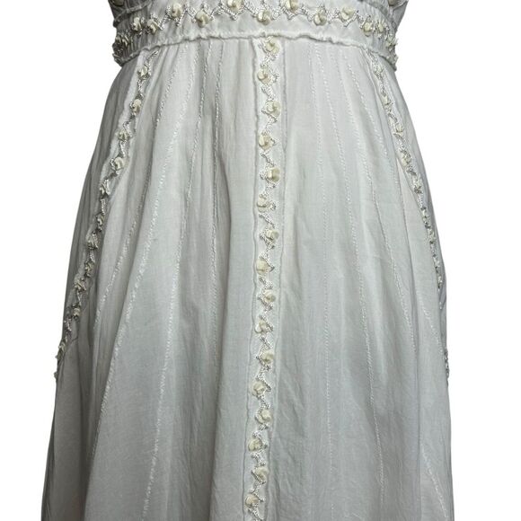 Vintage Sue Wong Dress 4 Ivory Beaded Lace Trim Cottagecore Prairie Midi - Picture 6 of 12